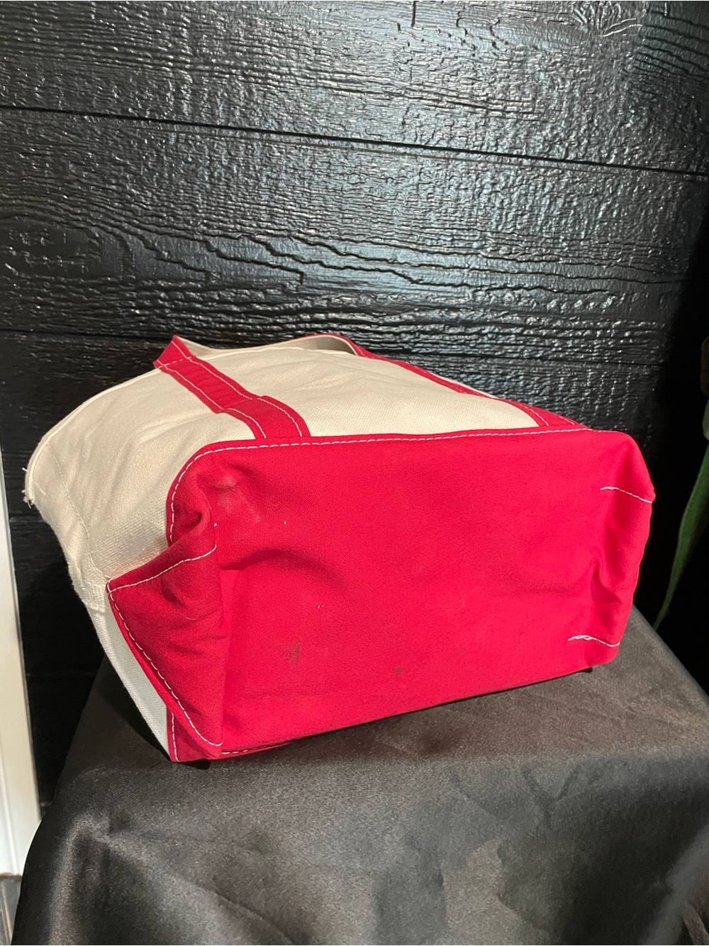 Y2K L.L. Bean Boat and Tote Bag, Medium, Cream with Red and Lettering on the - Picture 4 of 10